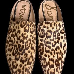 SAM EDELMAN LEWELLYN CALF HAIR LEOPARD MULES - SIZE 8-1/2